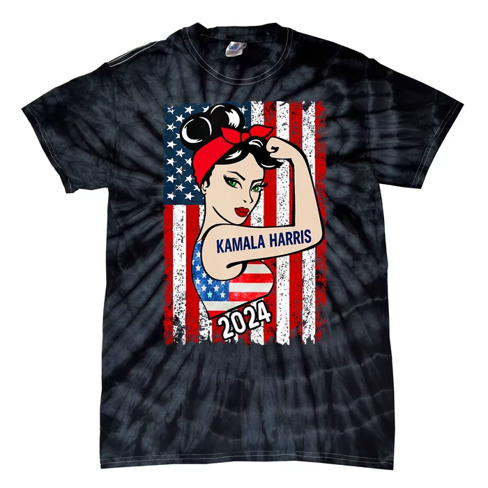 America Flag Vote 47 Kamala Harris 2024 President Tie-Dye T-Shirt