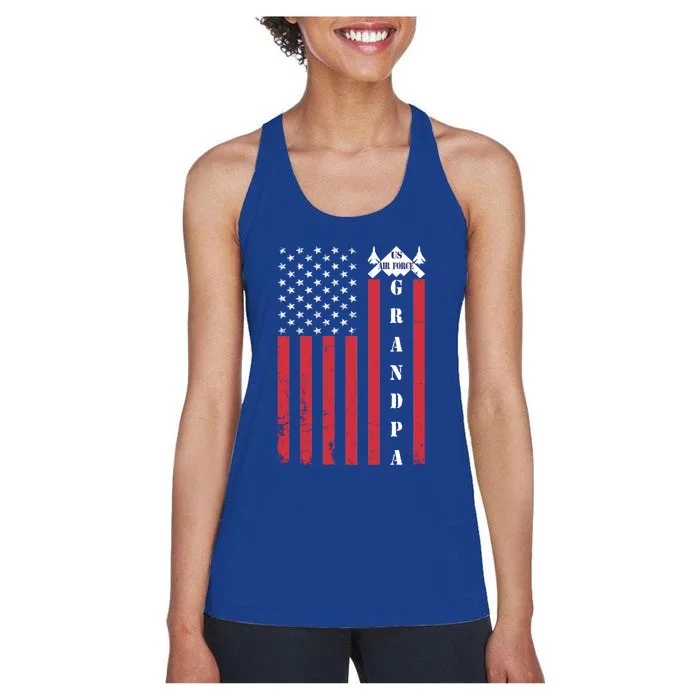 Air Force Veteran Proud Veteran Grandpa Veteran Lives Matter Cool Gift Women's Racerback Tank