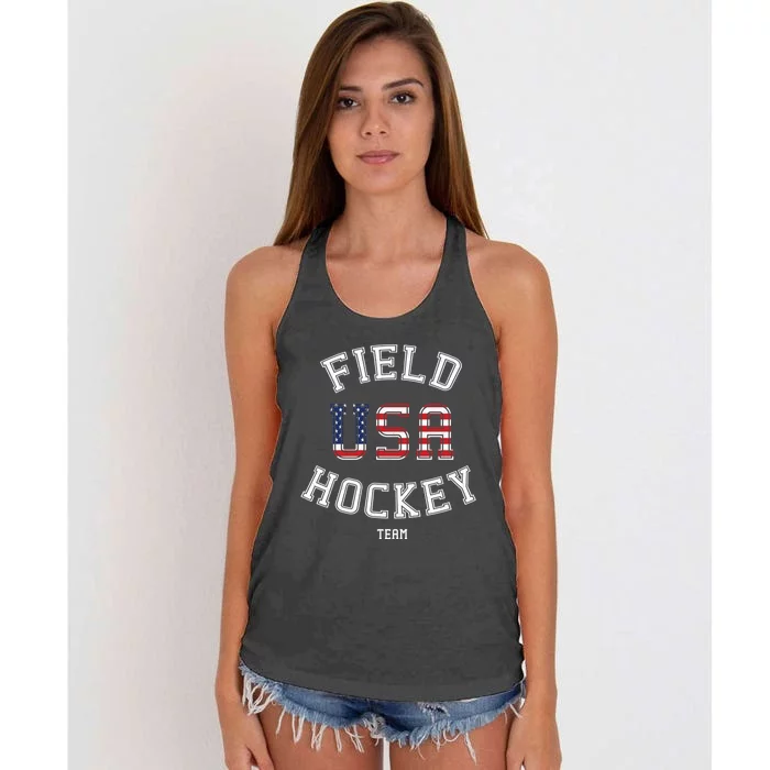 American Flag Vintage Field Hockey Hoodie Women's Knotted Racerback Tank