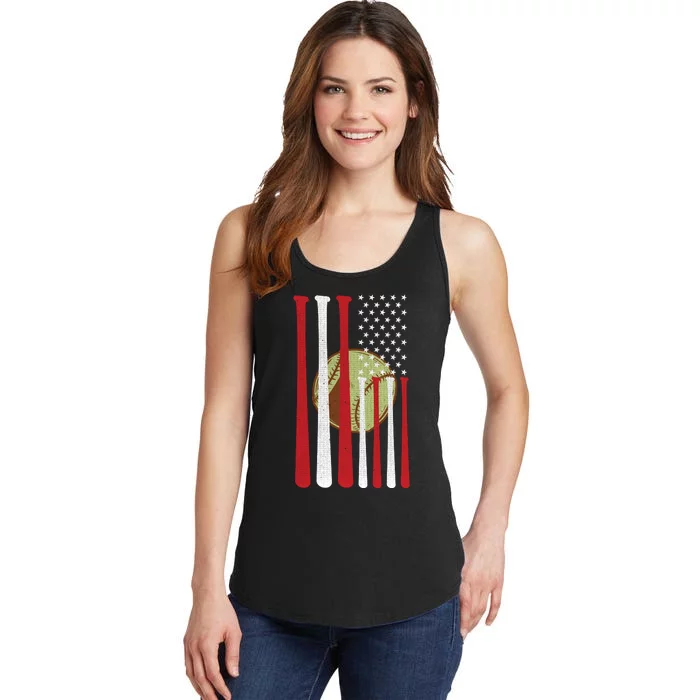 American Flag Vintage Baseball Flag Ladies Essential Tank