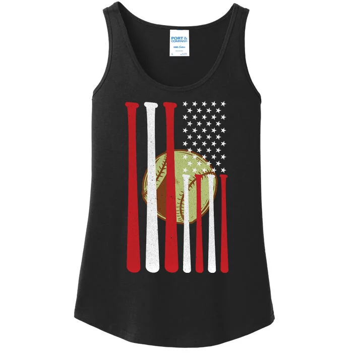 American Flag Vintage Baseball Flag Ladies Essential Tank