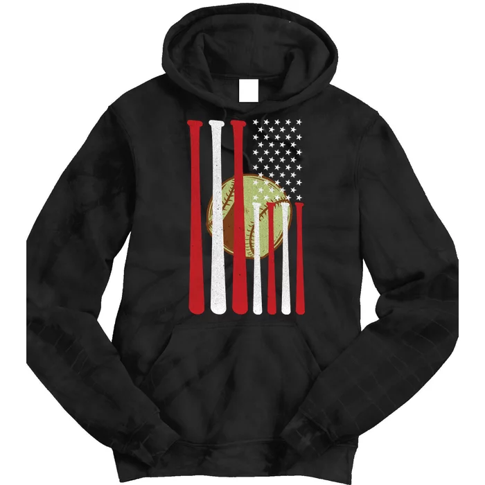 American Flag Vintage Baseball Flag Tie Dye Hoodie