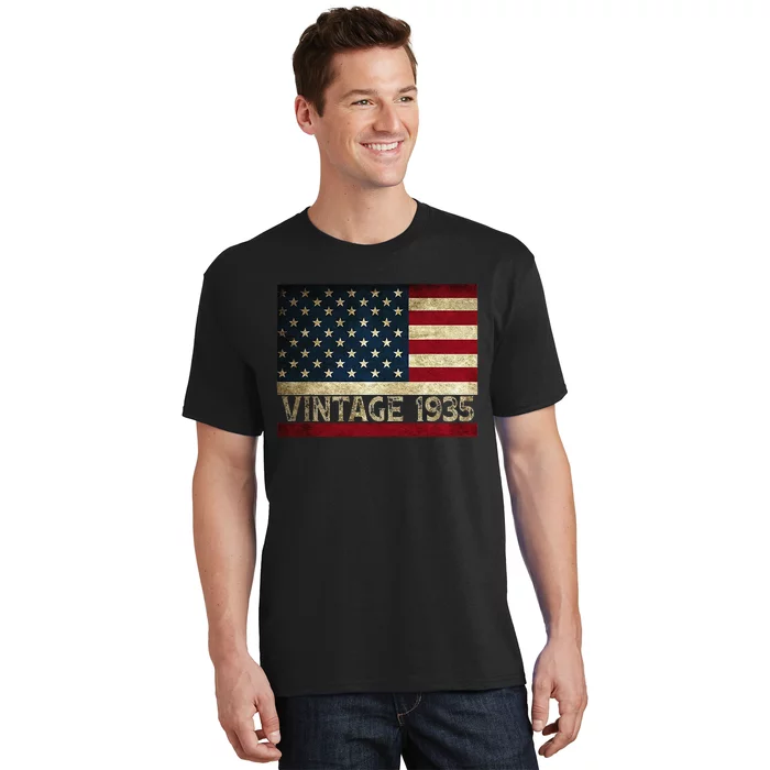 American Flag Vintage 1935 86th Birthday Gifts 4th of July T-Shirt