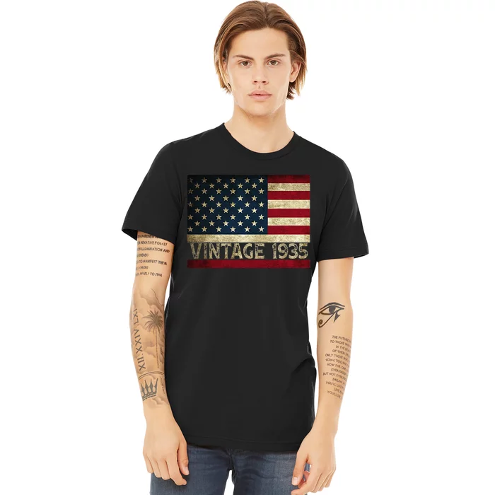 American Flag Vintage 1935 86th Birthday Gifts 4th of July Premium T-Shirt