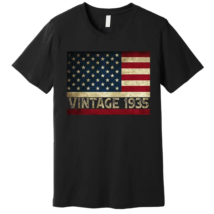 American Flag Vintage 1935 86th Birthday Gifts 4th of July Premium T-Shirt