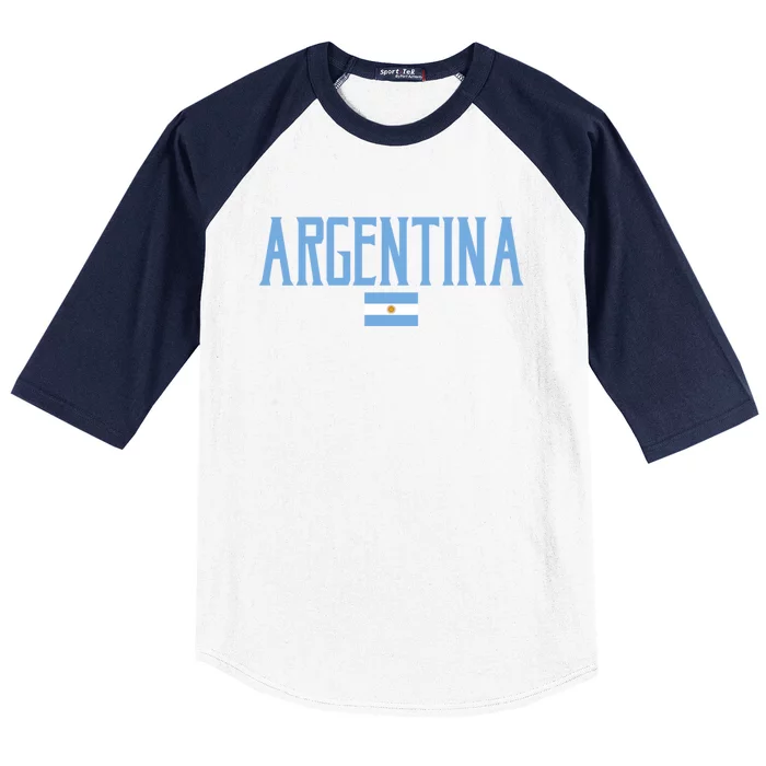 Argentina Flag Vintage Light Blue Text Cool Gift Baseball Sleeve Shirt