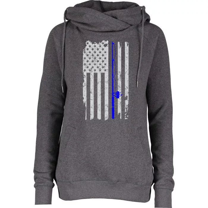 American Flag Vintage Fishing Cute Gift Womens Funnel Neck Pullover Hood