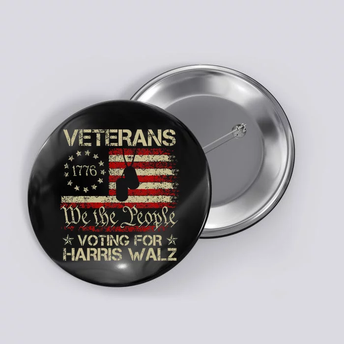 America Flag Veterans Voting For Harris Walz 2024 Button