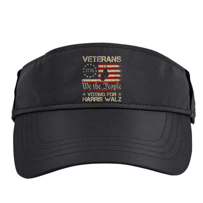 America Flag Veterans Voting For Harris Walz 2024 Adult Drive Performance Visor