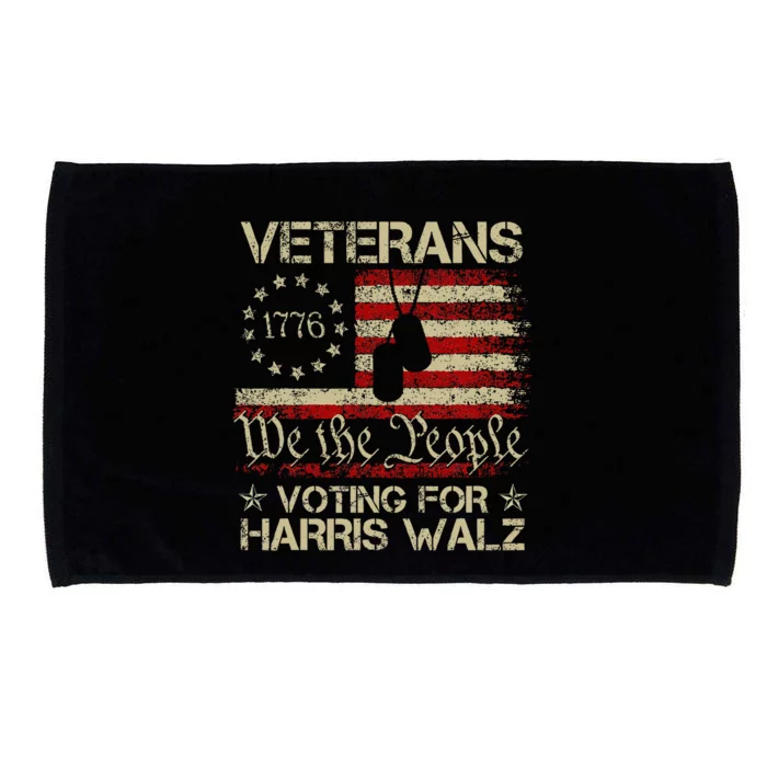 America Flag Veterans Voting For Harris Walz 2024 Microfiber Hand Towel