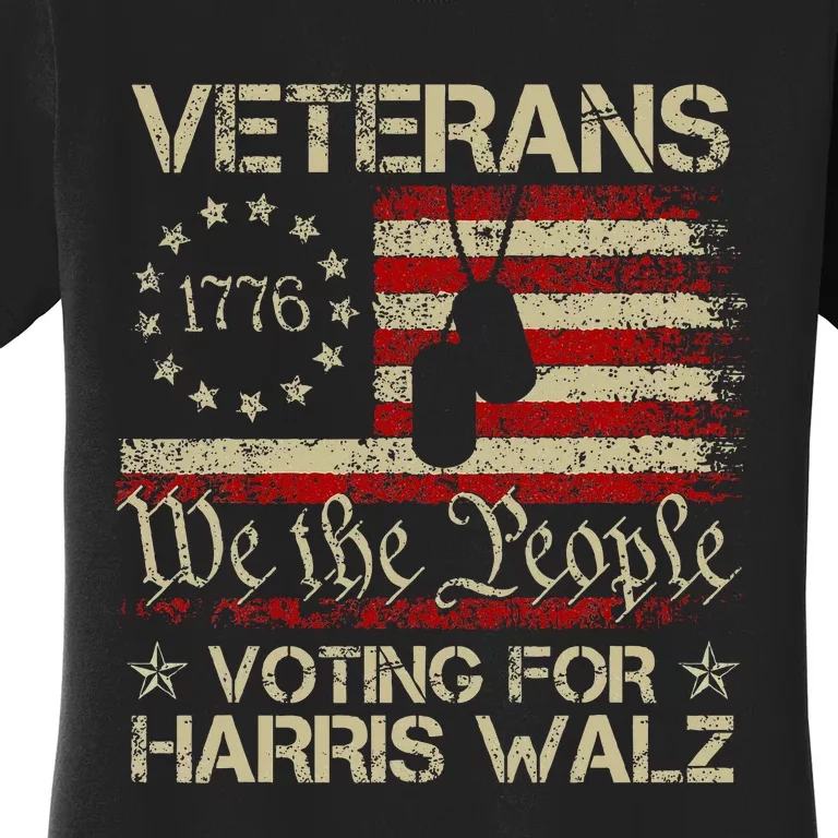 America Flag Veterans Voting For Harris Walz 2024 Women's T-Shirt