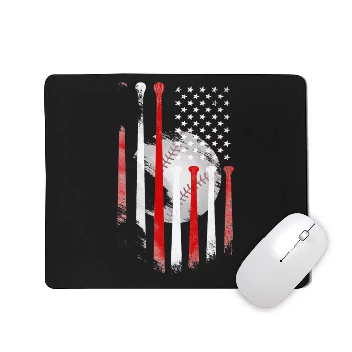 American Flag Vintage Baseball Flag Dad Mom Tee Mousepad