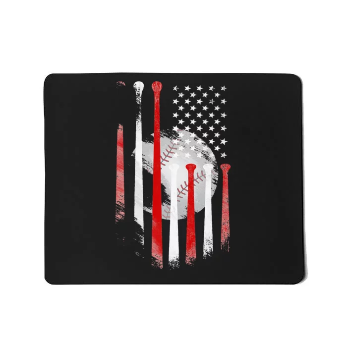 American Flag Vintage Baseball Flag Dad Mom Tee Mousepad