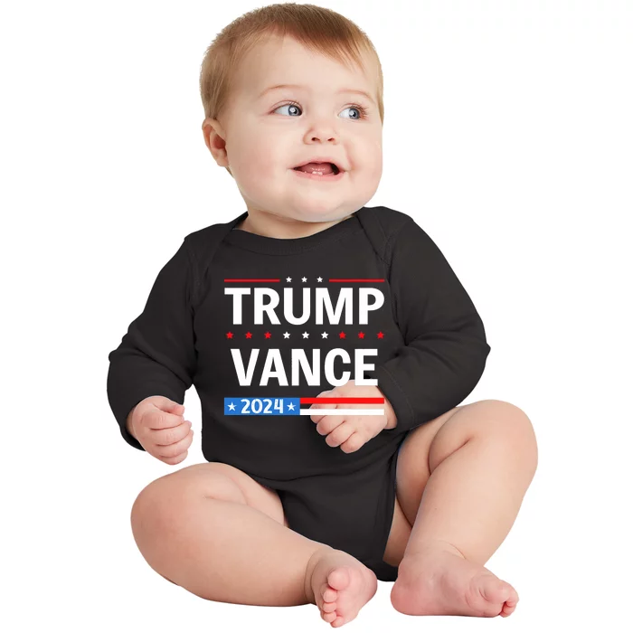 America Flag Vote 47 Trump Vance 2024 Vp Vice President Baby Long Sleeve Bodysuit