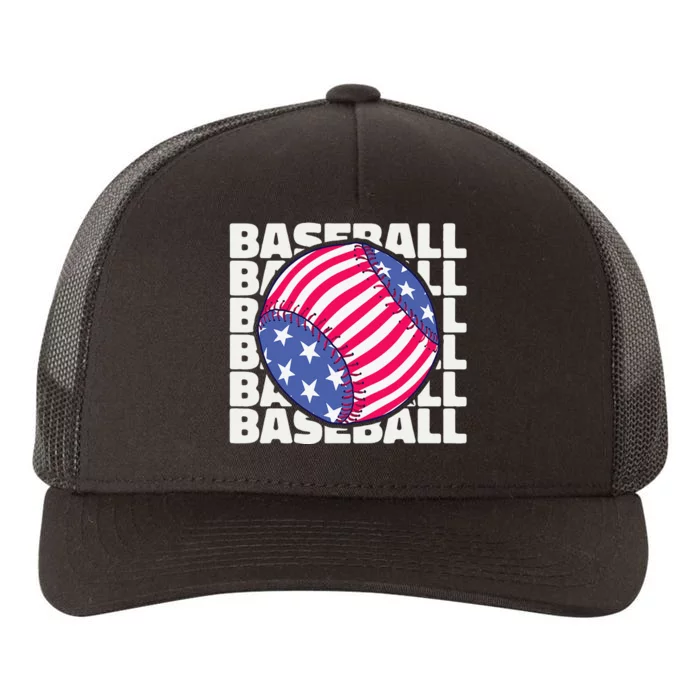 American Flag Vintage USA Sports Baseball Team Yupoong Adult 5-Panel Trucker Hat