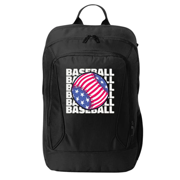 American Flag Vintage USA Sports Baseball Team City Backpack