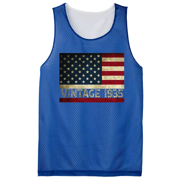 American Flag Vintage 1935 86th Birthday Gifts 4th Of July Mesh Reversible Basketball Jersey Tank