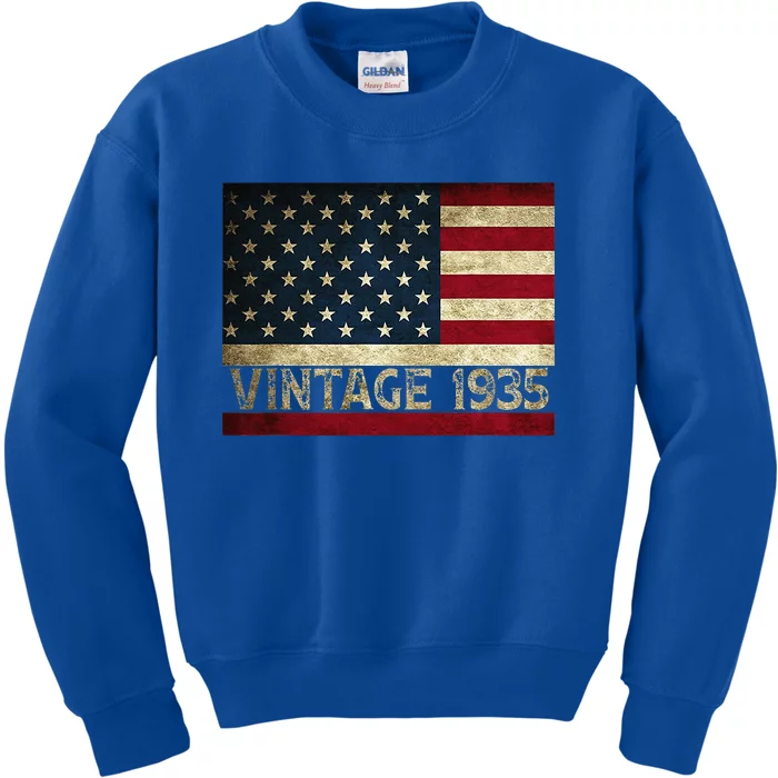 American Flag Vintage 1935 86th Birthday Gifts 4th Of July Kids Sweatshirt