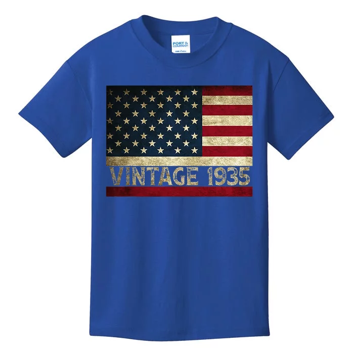 American Flag Vintage 1935 86th Birthday Gifts 4th Of July Kids T-Shirt