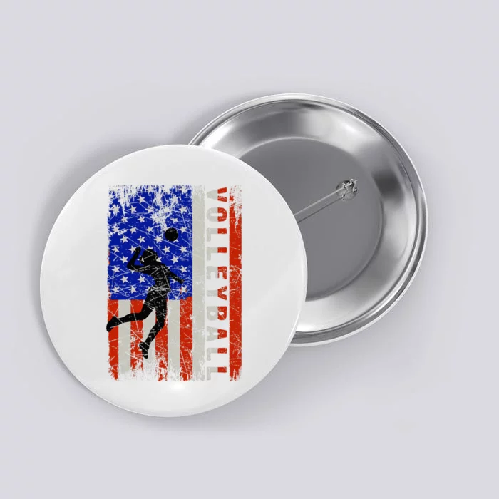 American Flag Volleyball Patriotic Usa 4th Of July Button