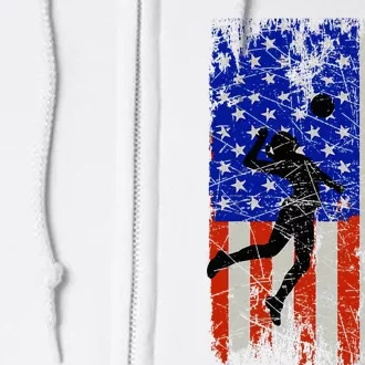 American Flag Volleyball Patriotic Usa 4th Of July Full Zip Hoodie