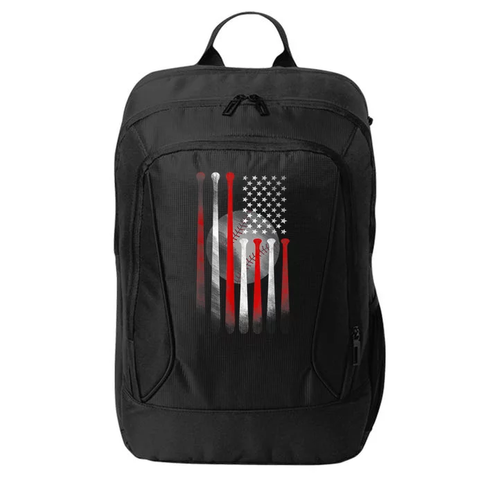 American Flag Vintage Baseball Bat City Backpack