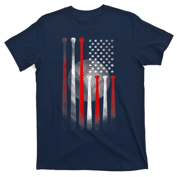 American Flag Vintage Baseball Bat T-Shirt