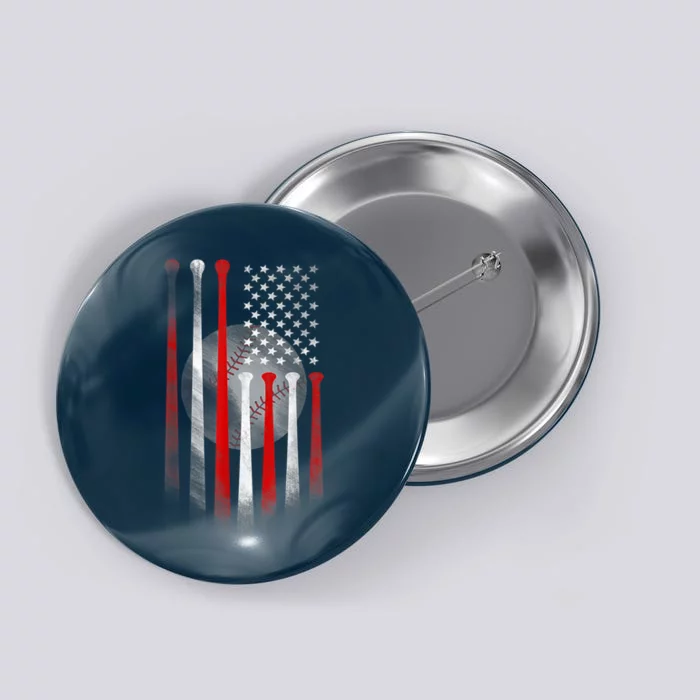 American Flag Vintage Baseball Bat Button