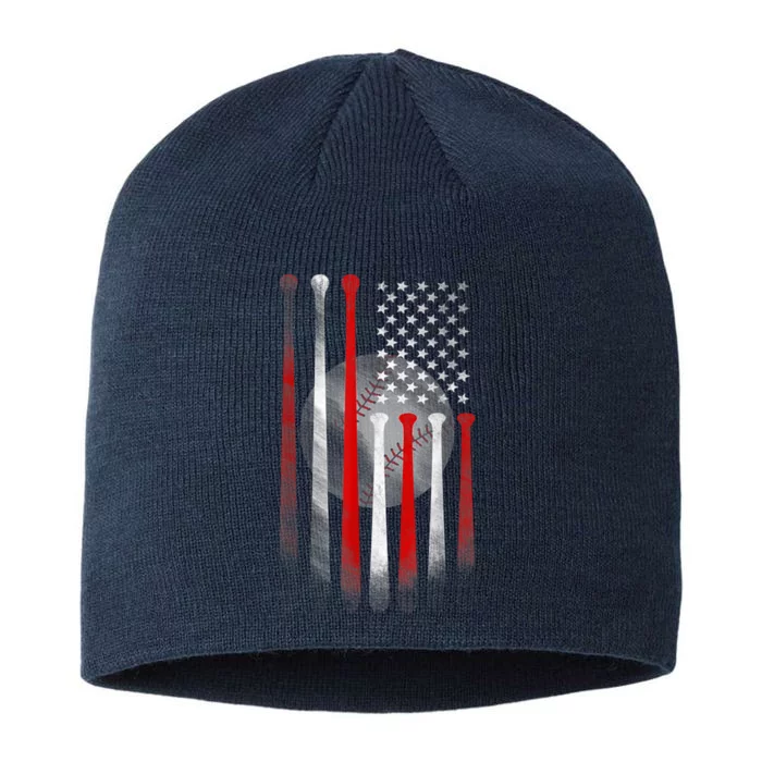 American Flag Vintage Baseball Bat 8 1/2in Sustainable Knit Beanie