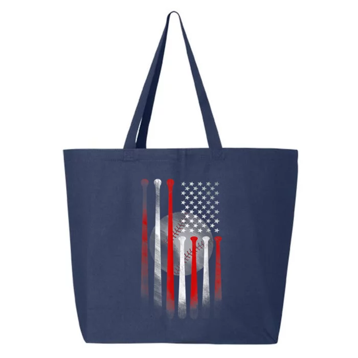 American Flag Vintage Baseball Bat 25L Jumbo Tote