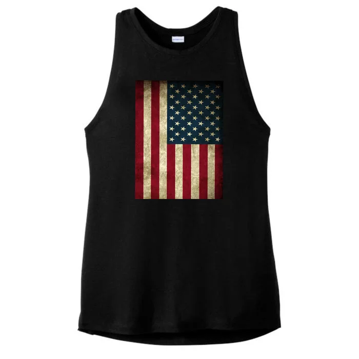 American Flag Vintage Distress Ladies Tri-Blend Wicking Tank