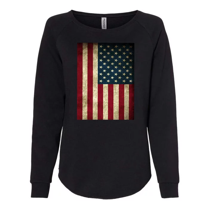 American Flag Vintage Distress Womens California Wash Sweatshirt