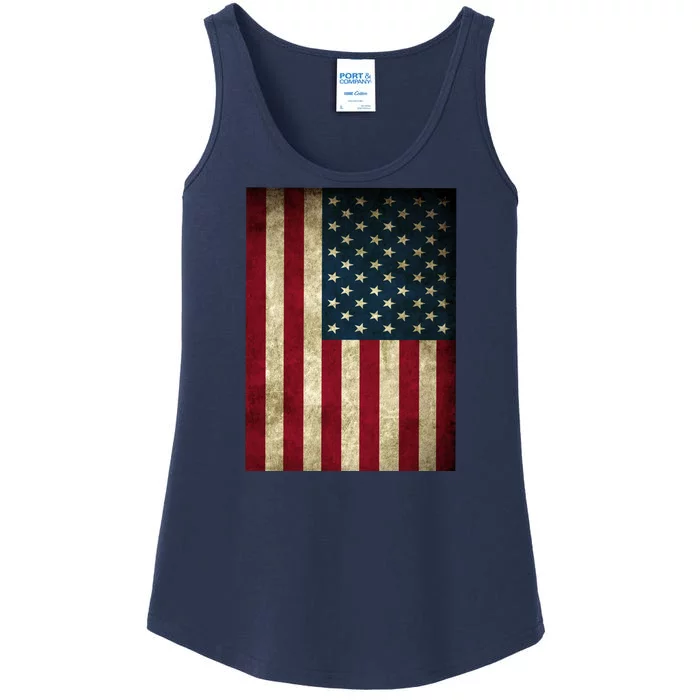 American Flag Vintage Distress Ladies Essential Tank