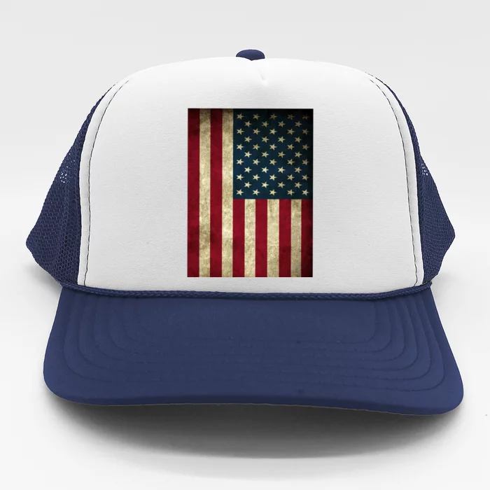 American Flag Vintage Distress Trucker Hat