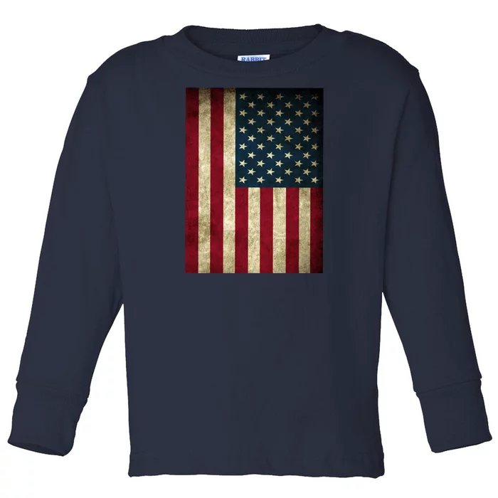 American Flag Vintage Distress Toddler Long Sleeve Shirt