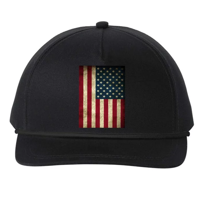 American Flag Vintage Distress Snapback Five-Panel Rope Hat