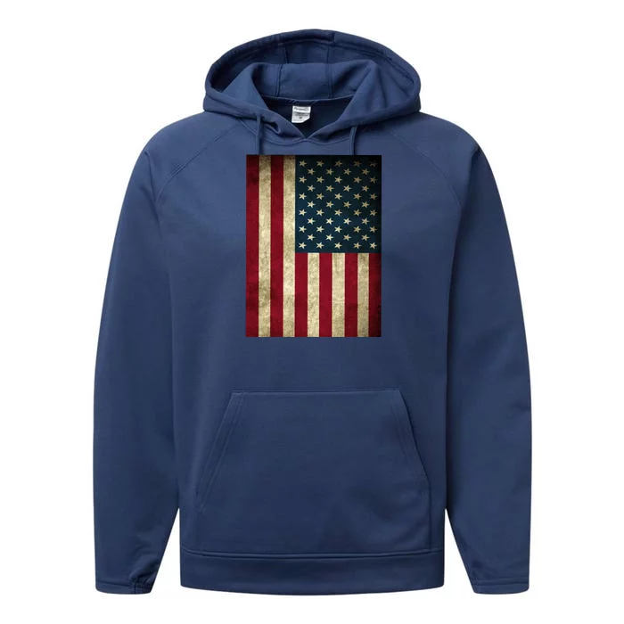 American Flag Vintage Distress Performance Fleece Hoodie