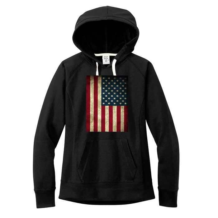 American Flag Vintage Distress Women's Fleece Hoodie