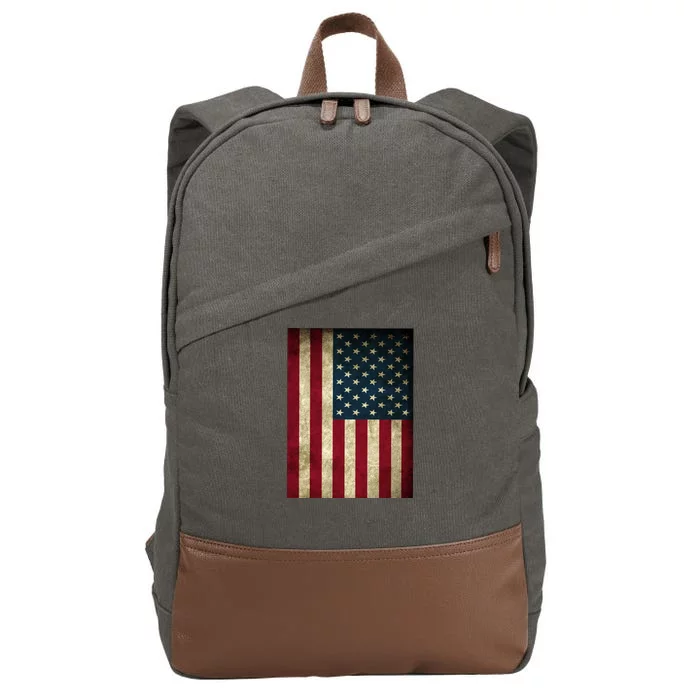 American Flag Vintage Distress Cotton Canvas Backpack