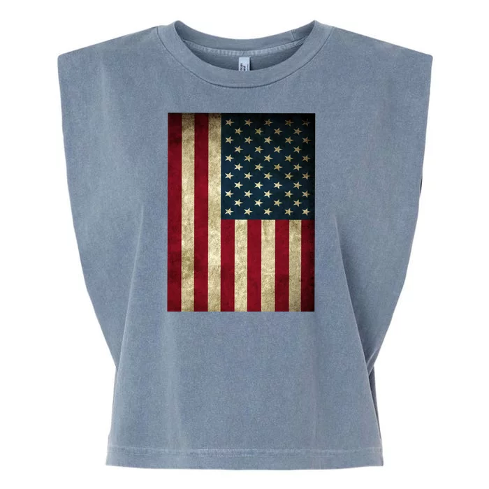 American Flag Vintage Distress Garment-Dyed Women's Muscle Tee