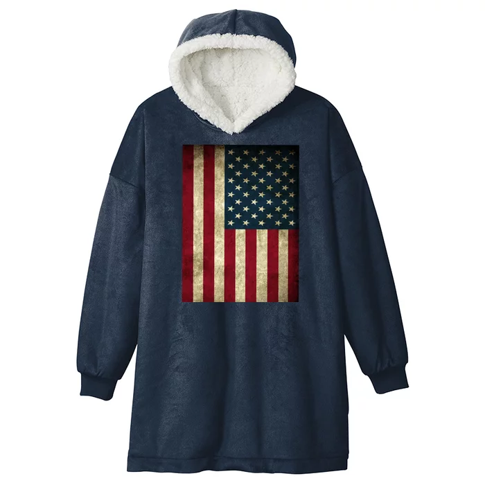 American Flag Vintage Distress Hooded Wearable Blanket