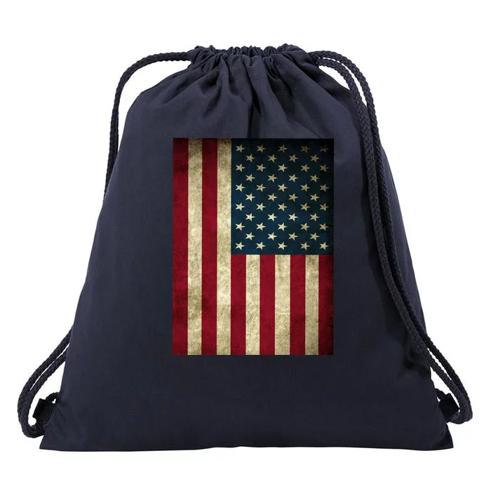 American Flag Vintage Distress Drawstring Bag