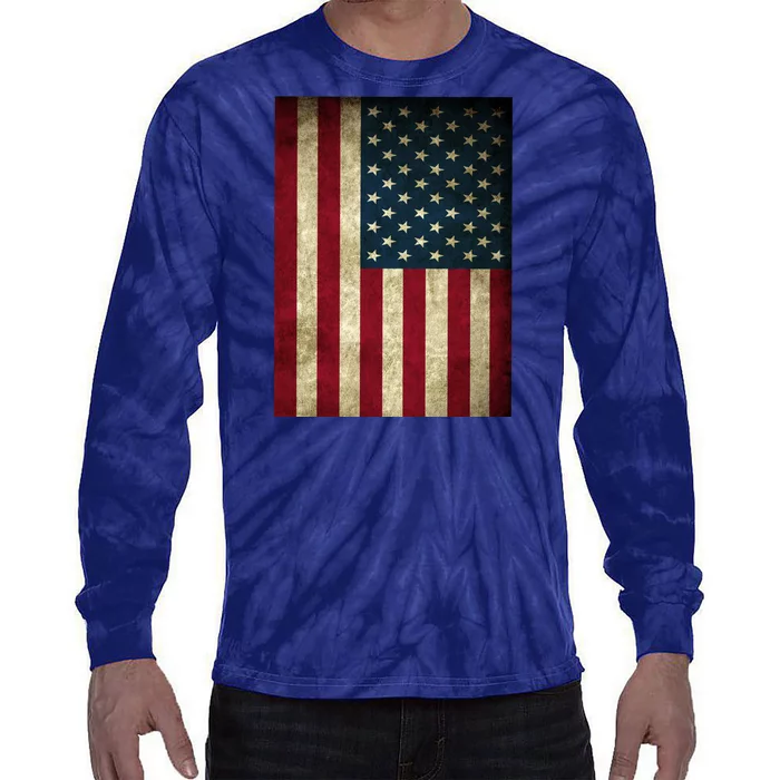 American Flag Vintage Distress Tie-Dye Long Sleeve Shirt