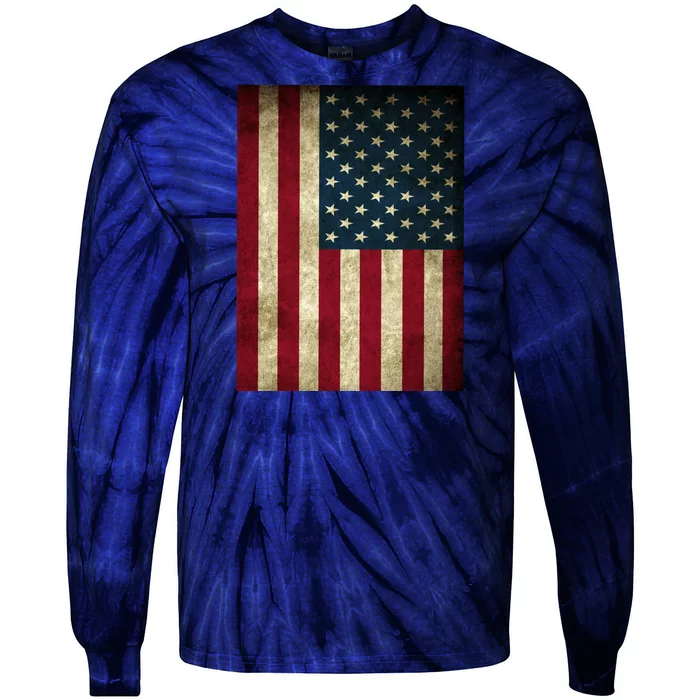 American Flag Vintage Distress Tie-Dye Long Sleeve Shirt