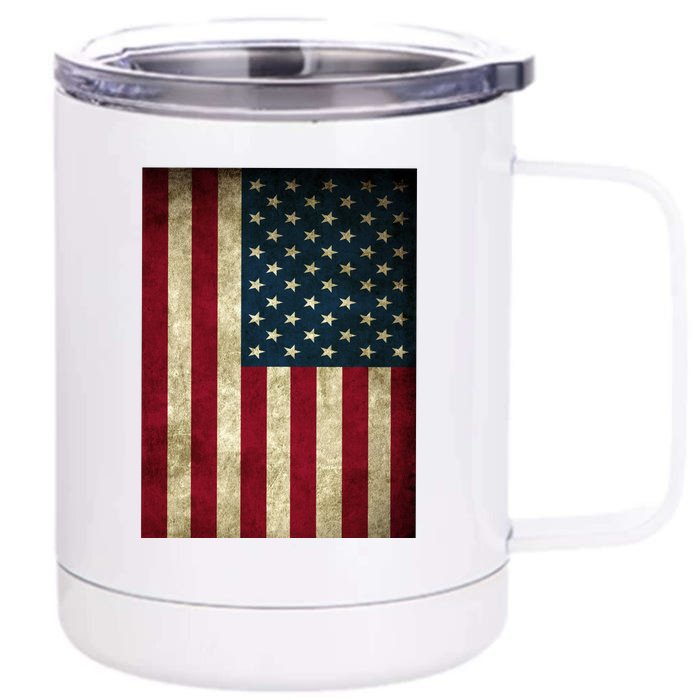 American Flag Vintage Distress Front & Back 12oz Stainless Steel Tumbler Cup