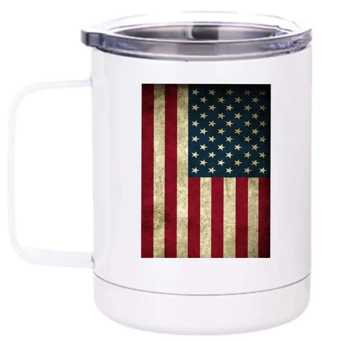 American Flag Vintage Distress Front & Back 12oz Stainless Steel Tumbler Cup