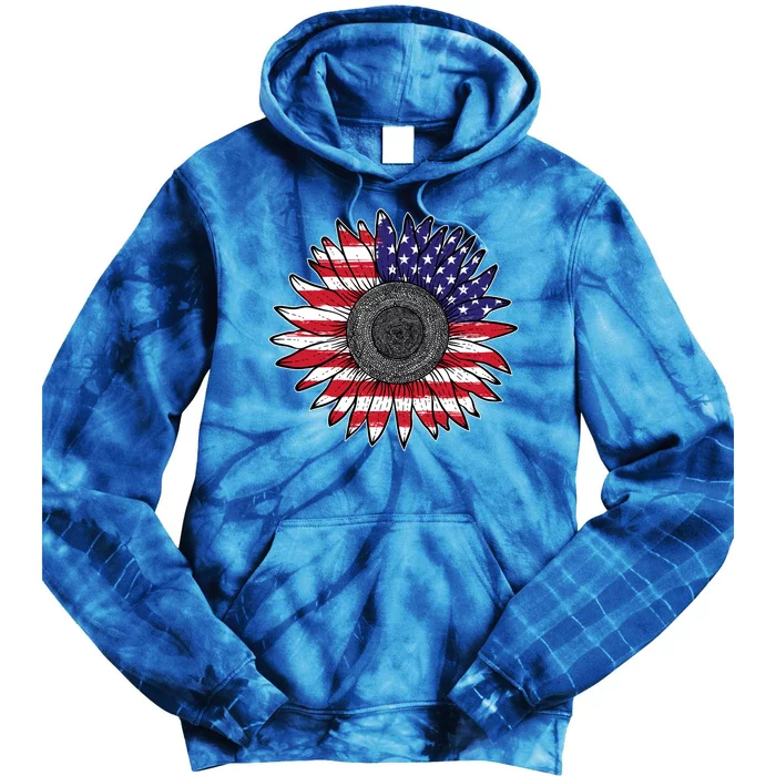 American Flag Vintage Sunflower 4th Of July Mom Mama Cool Gift Tie Dye Hoodie