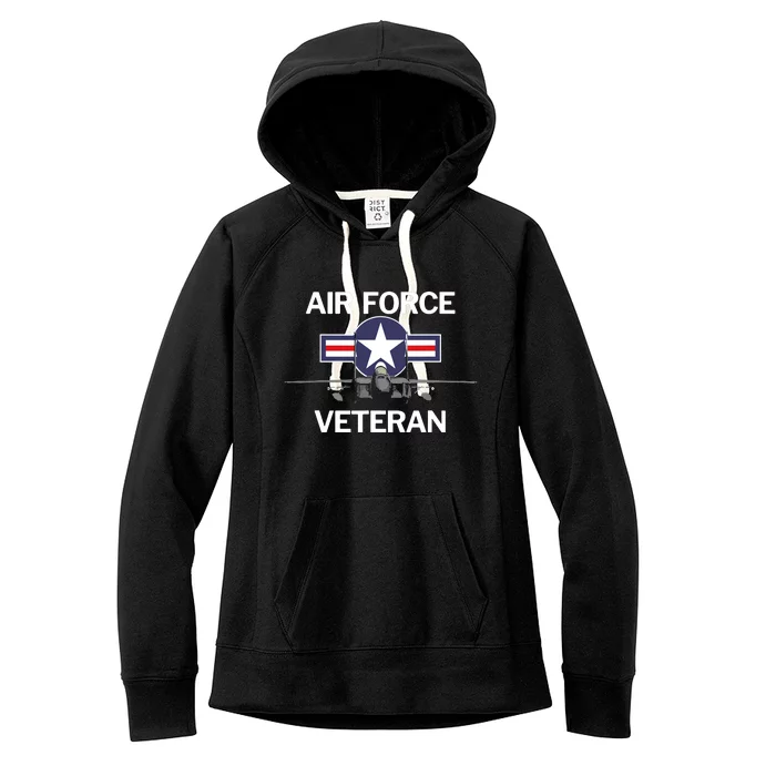 Air Force Veteran With Vintage Roundel And F15 Jet Women's Fleece Hoodie