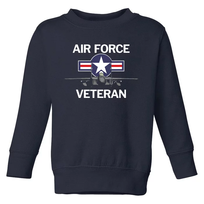 Air Force Veteran With Vintage Roundel And F15 Jet Toddler Sweatshirt