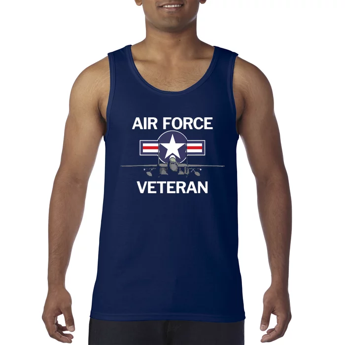 Air Force Veteran With Vintage Roundel And F15 Jet Tank Top